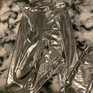 super shiny silver leggings